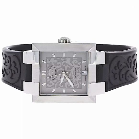 LOIS HILL Watch Automatic Grey Face Rubber Wrist Band - Picture 15 of 15